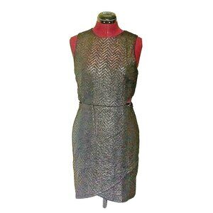 The Moon Women’s Dress Size L Black Gold Lined Cutout Tulip Hem Cocktail Party